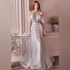 Stunning Silver Halter Prom Dress